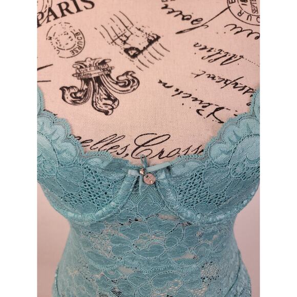 Guess Babydoll Tank Top 2XS Underwired Lace Fitted Sheer VTG 90s Y2K Coquette - Picture 2 of 8